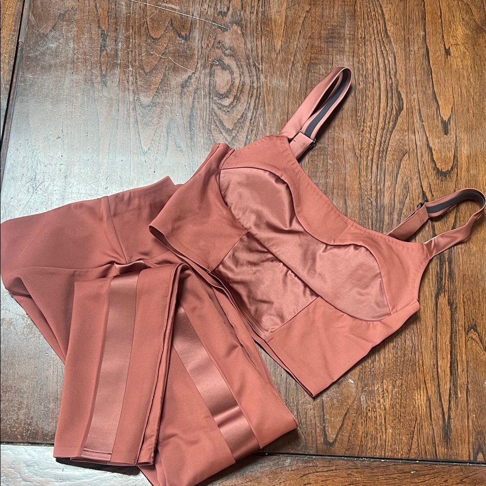Women's Rust Satin-Blend Bustier Top and Skirt Set